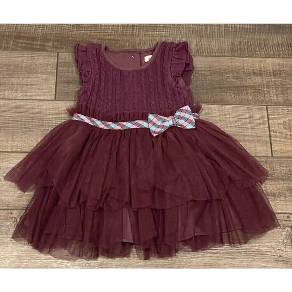 Matilda Jane Soiree Dress Once Upon A Time Sweater Tulle Plum Size 18-24 Months - Picture 2 of 11